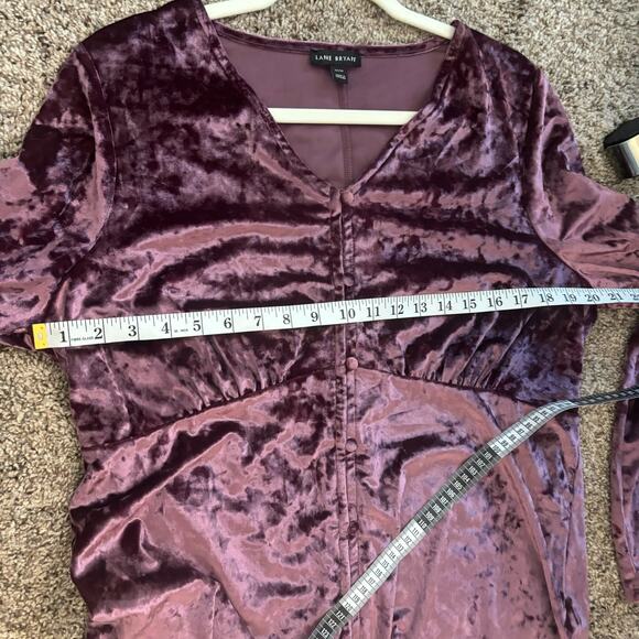 Lane Bryant Crushed Velvet Purple V Neck Blouse Sz 14 / 16 - Picture 6 of 9